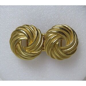 Douglas Paquette Vintage Gold Tone‎ Textured Swirl Interlocking Belt Buckle Set